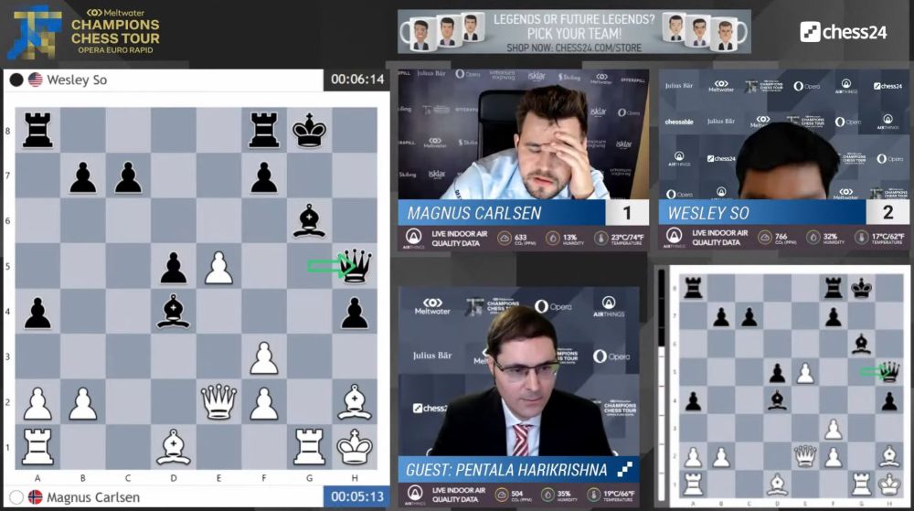 chess24 - Grischuk makes a move with 1 second on the clock