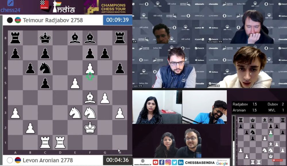 chess24 - Vladislav Artemiev holds a draw against Magnus Carlsen and leads  after Day 1 of the A Group of the Chessable Masters! There's one day to go,  with Grischuk and Harikrishna