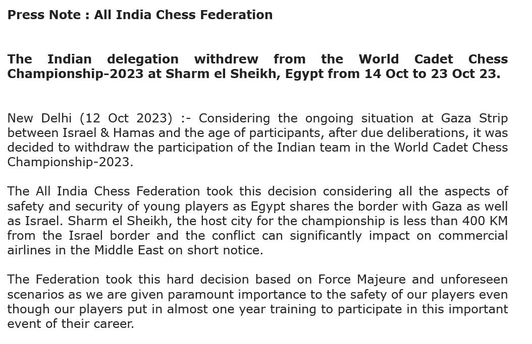 FIDE WCCC 2023 kicks off in Sharm El Sheikh, Egypt