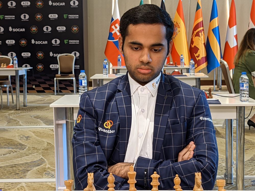Indian Grandmaster Vidit Gujrathi beat Ian Nepomniachtchi of Russia 2-0 to  enter quarterfinals of FIDE Chess World Cup in Baku, Azerbaijan