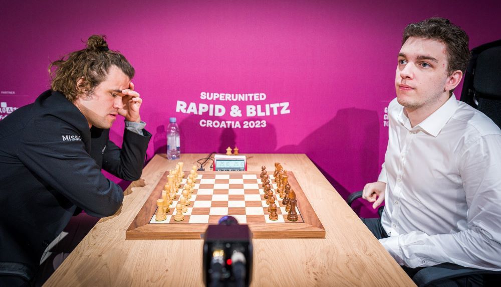 ChessBase India on X: . @vishy64theking Anand kicks off his journey at  SuperUnited Rapid Croatia with a fighting draw against Alireza Firouzja!  Anand had a slight edge with the Black pieces in