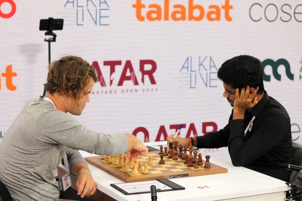 Qatar Masters 2023 R7: Magnus Carlsen crumbles against Karthikeyan ...