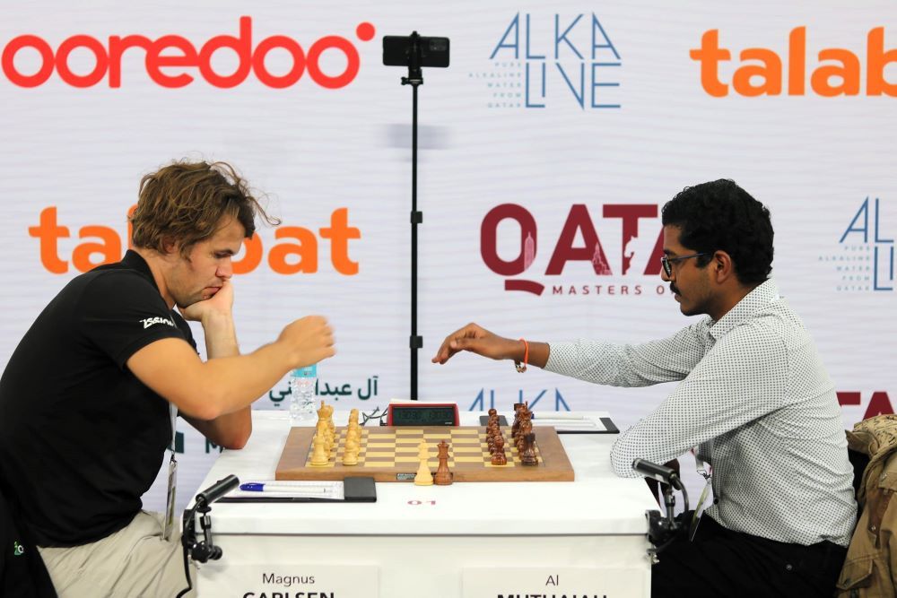 chess24.com on X: Muthaiah AL resigns, as it's mate-in-3, and Carlsen  moves to a more respectable 2/3!  #QatarMasters2023   / X