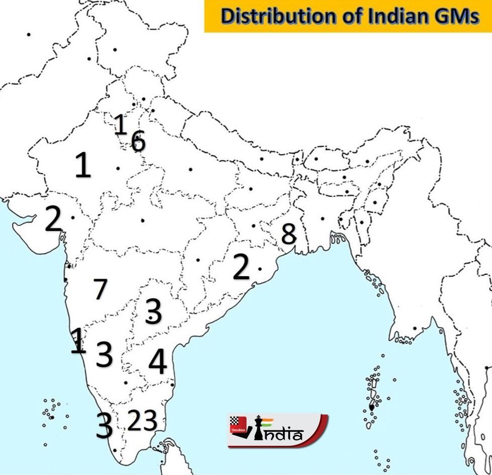 Number of Chess Grandmasters by state : r/india