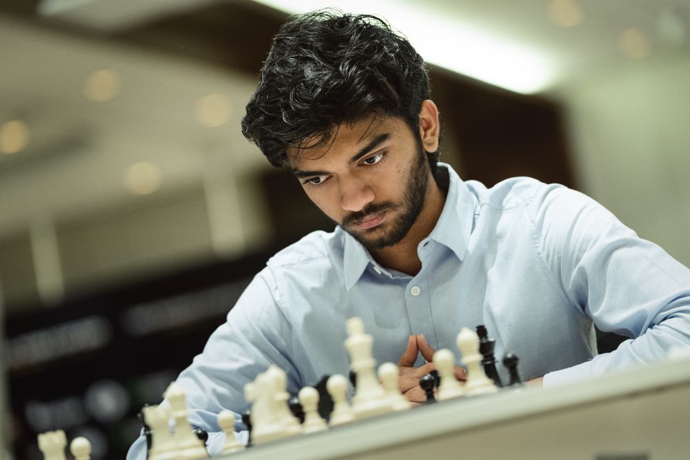 GM Gukesh D scores his first win at the FIDE Grand Swiss 2023! In the 7th  round, Gukesh defeated IM Elham Amar (NOR) with the Black…