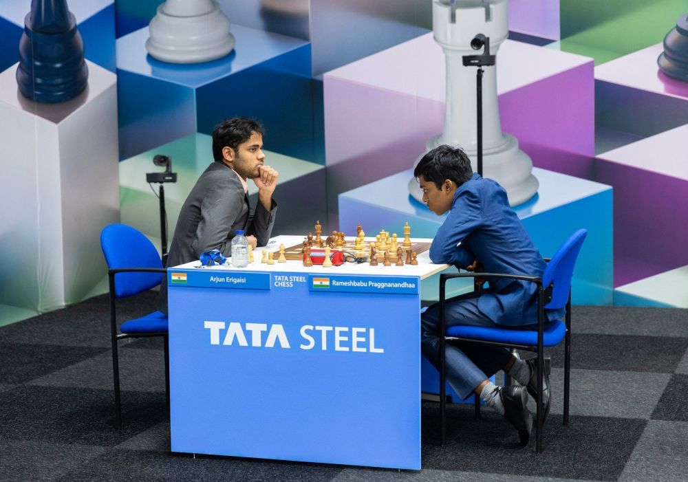 ChessBase India on Instagram: Today was a rest day for the Masters section  of Tata Steel Chess 2023. The players had a great time playing Football at  the Telstar 1963 NV Football