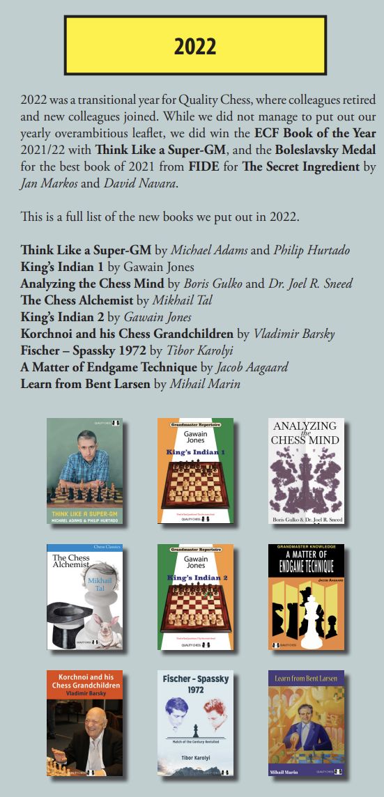 Your chance to win 30 Quality Chess books with Quality Chess Prediction  quiz - ChessBase India