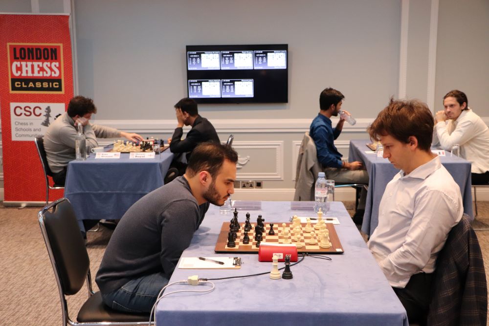 Gukesh D (2720) -- McShane, Luke J. (2631), London Chess Classic 2023 Rd 6,  1-0 